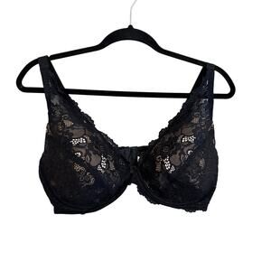 EAC Full Coverage Bra 42C Black Floral Lace Underwired Sexy Romantic Lingerie